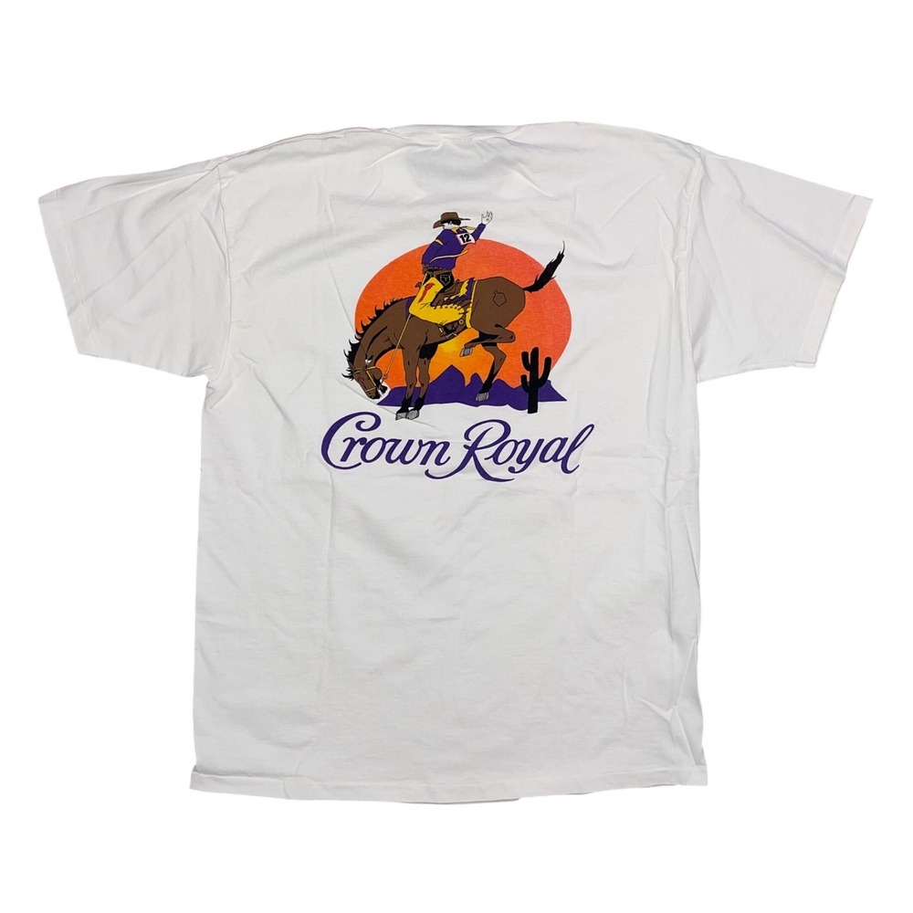 Vintage Crown Royal NFR Rodeo T Shirt XL White Anvil Single Stitch Las Vegas